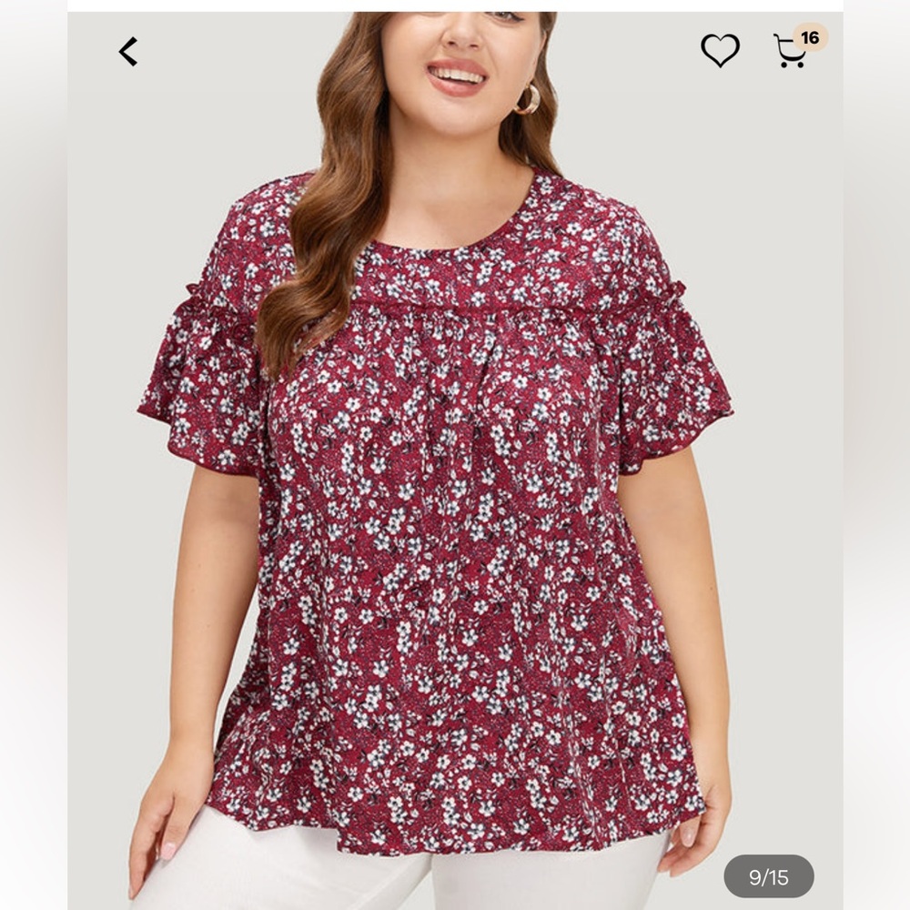 NWT-Cranberry & Floral Top. Gorgeous Colors! Lightweight!